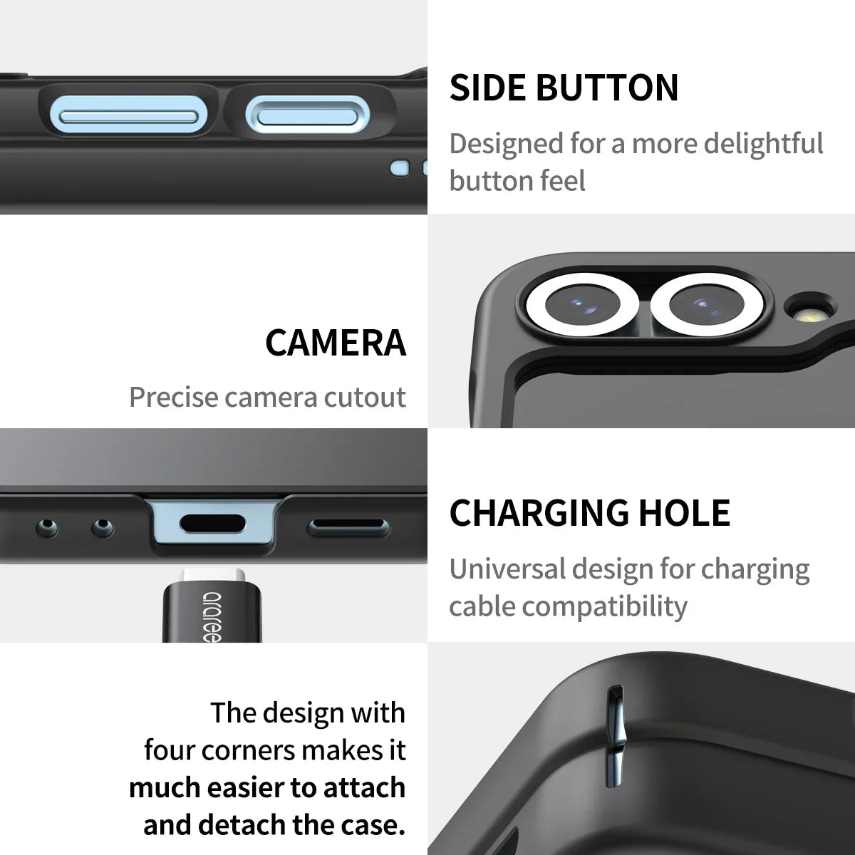 Araree Samsung Z Flip 6 Aero Flex Magsafe Case - Black - Tashqila Araree Samsung Z Flip 6 Aero Flex Magsafe Case - Black - Tashqila